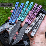 Monarch Clone The One Balisong Titanium Butterfly Knife Black Blade Black Channel Handles Sharp D2 Live Stonewash - Black Blue Purple Gray Grey Silver