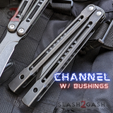 Black Monarch Clone Channel Butterfly Knife The One Balisong Titanium Black Blade Sharp D2 Live Stonewash S2G slash2gash