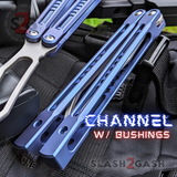 Blue Monarch Clone Channel Butterfly Knife The One Balisong Titanium Satin Blade Sharp D2 Live Stonewash S2G slash2gash