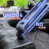 Monarch Clone The One Balisong Titanium Butterfly Knife Black Blade Blue Channel Handles Sharp D2 Live Stonewash