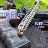 Monarch Clone The One Titanium Butterfly Knife Pinless Balisong Satin Blade No Pins Silver Gray Channel Handles Sharp D2 Live Stonewash S2G slash2gash