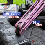 Purple Monarch Balisong Clone The One Titanium Butterfly Knife Black Blade Channel Handles Sharp D2 Live Stonewash