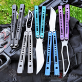 Monarch Clone Titanium Butterfly Knife Balisong The One D2 w/ Bushings Black Blue Green Purple Silver Stonewash Sharp Trainer S2G slash2gash