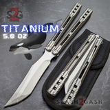 The ONE Balisong Orca Butterfly Knife Clone Channel Construction Sharp D2 Gray - BUSHINGS Silver Live Knives