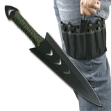 Perfect Point 6" Throwing Knives with Leg Attachment Sheath - 6 Piece Set Triangular Arrow Blade