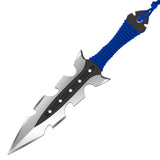 7" Shark Tooth Throwing Knives Black Blue Ninja Knife - 3 PC Set