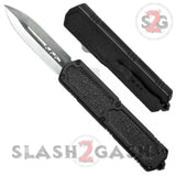 Titan OTF Automatic Knife Black Dual Action Satin Plain Edge Dagger