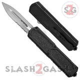Titan OTF Automatic Knife Black Dual Action Satin Dagger Serrated
