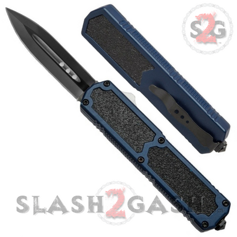 Titan OTF Dual Action BLUE Tactical Automatic Knife Plain Edge Dagger