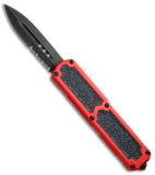 Titan OTF Dual Action Red Automatic Knife Black Dagger Serrated S2G