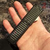 Titan OTF Automatic Knife Black Carbon Fiber Handle Dual Action Switchblade Knives - Dagger Plain TAIWAN upgraded