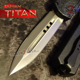 Titan OTF Automatic Knife Black Handle Dual Action Switchblade Knives - Dagger Plain TAIWAN upgraded