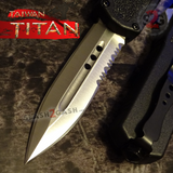 Titan OTF Automatic Knife Black Handle Dual Action Switchblade Knives - Dagger Serrated TAIWAN upgraded