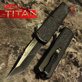 Titan OTF Automatic Knife Black Handle Dual Action Switchblade Knives - Tanto Plain TAIWAN upgraded