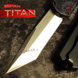 Titan OTF Automatic Knife Black Handle Dual Action Switchblade Knives - Tanto Plain TAIWAN upgraded