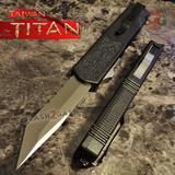 Titan OTF Automatic Knife Black Handle Dual Action Switchblade Knives - Tanto Serrated TAIWAN upgraded