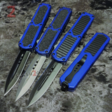 Taiwan Titan OTF D/A Blue Automatic Knife Switchblade - upgraded Dual Action out-the-front knives slash 2 gash