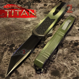 Camouflage Titan OTF Knife Camo D/A Auto Switchblade - Black Tanto Plain UPGRADED