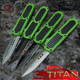 Taiwan Titan OTF D/A Lime Green Automatic Knife Switchblade - upgraded Dual Action out-the-front knives slash 2 gash Zombie Killer