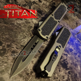 Taiwan Titan OTF D/A Grey Automatic Knife Switchblade Gray w/ Black Dagger - upgraded Dual Action out-the-front knives