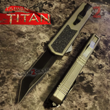 Taiwan Titan OTF D/A Grey Automatic Knife Switchblade Gray w/ Black Tanto - upgraded Dual Action out-the-front knives
