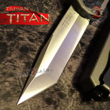 Taiwan Titan OTF D/A Grey Automatic Knife Switchblade Gray w/ Silver Tanto - upgraded Dual Action out-the-front knives