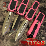 Taiwan Titan OTF D/A Pink Automatic Knife Switchblade - upgraded Dual Action out-the-front knives slash 2 gash