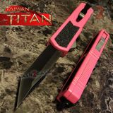 Taiwan Titan OTF D/A Pink Automatic Knife Switchblade w/ Black Tanto - upgraded Dual Action out-the-front knives
