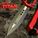 Taiwan Titan OTF D/A Red Automatic Knife Switchblade w/ Silver Double Edge - upgraded Dual Action out-the-front knives