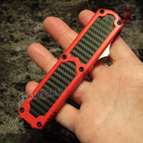 Taiwan Titan OTF D/A Red Handle Automatic Knife Carbon Fiber Switchblade - upgraded Dual Action out-the-front knives
