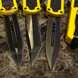 Taiwan Titan OTF D/A Yellow Automatic Knife Switchblade - upgraded Dual Action out-the-front knives slash 2 gash