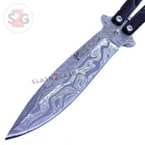 Twist Butterfly Knife Drop Point Balisong - Black Damascus M-Tech Darrel Ralph