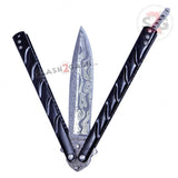 Twist Butterfly Knife Drop Point Balisong - Black Damascus M-Tech Darrel Ralph