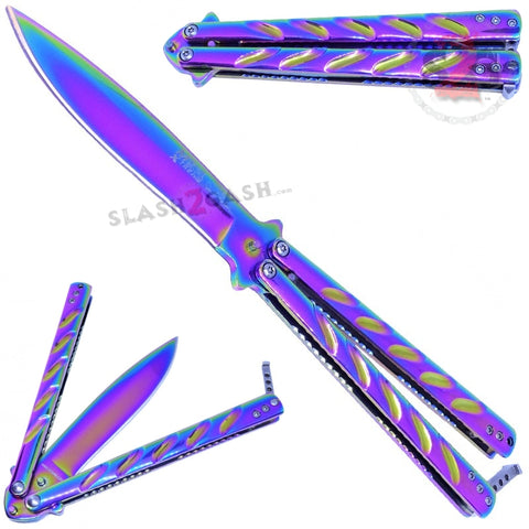 Twist Butterfly Knife Drop Point Balisong - Rainbow Spectrum M-Tech Darrel Ralph