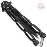 Chainlink Butterfly Knife w/ Cutouts Balisong - Black