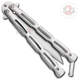 Chainlink Butterfly Knife w/ Cutouts Balisong - Silver