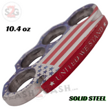 United We Stand - American Flag Brass Knuckles USA Paper Weight - 10.4 oz Solid Steel
