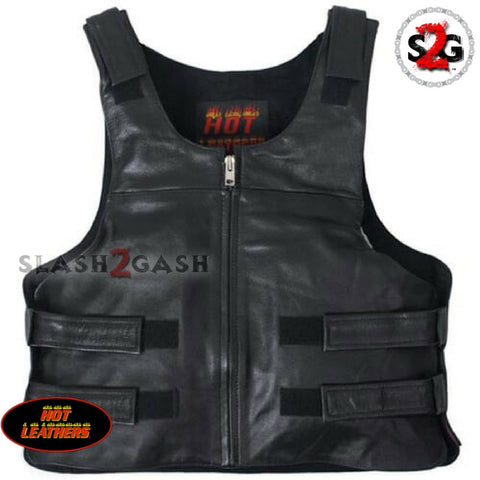 Hot Leathers Bullet Proof Police Style Tactical Leather Vest w/ Adjustable