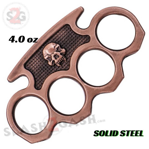 Vampire Skull Brass Knuckles Duster Steel Paperweight - Copper Finish