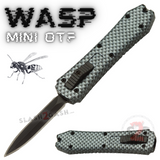 Mini Keychain OTF Knife Wasp Small Automatic Switchblade Dagger with Clip - Carbon Fiber California Legal