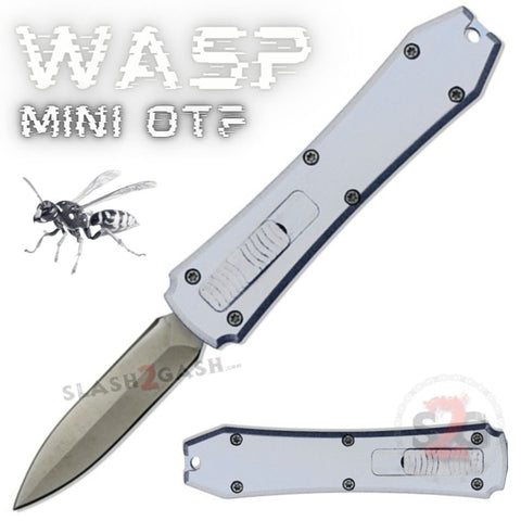 Silver Cali Legal Mini Keychain OTF Knife Wasp Small Automatic Switchblade Dagger without Clip