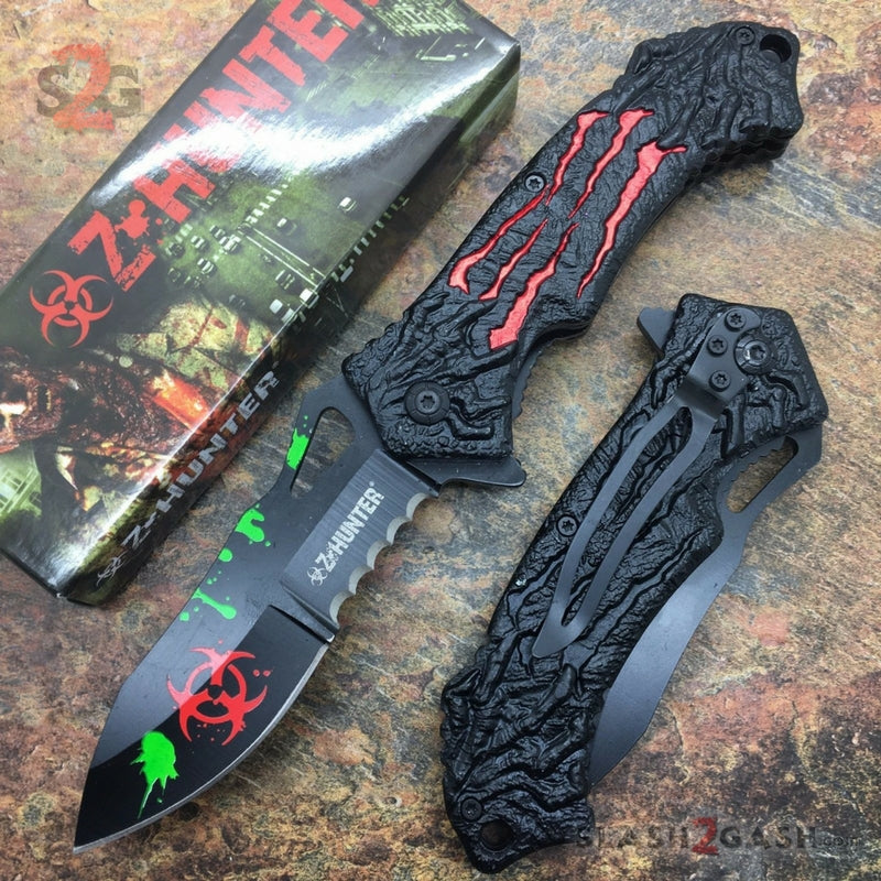 Zombie Hunter Bio Hazard Monster Claw A/O Knife - Red
