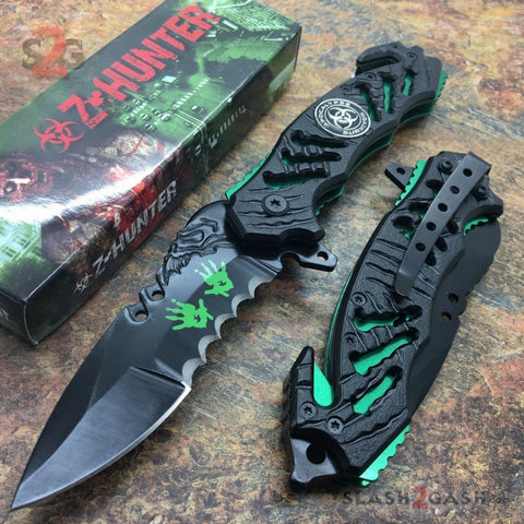 Zombie Bio Hazard Apocalypse Survivor Rescue Knife - Green ZB-160GN