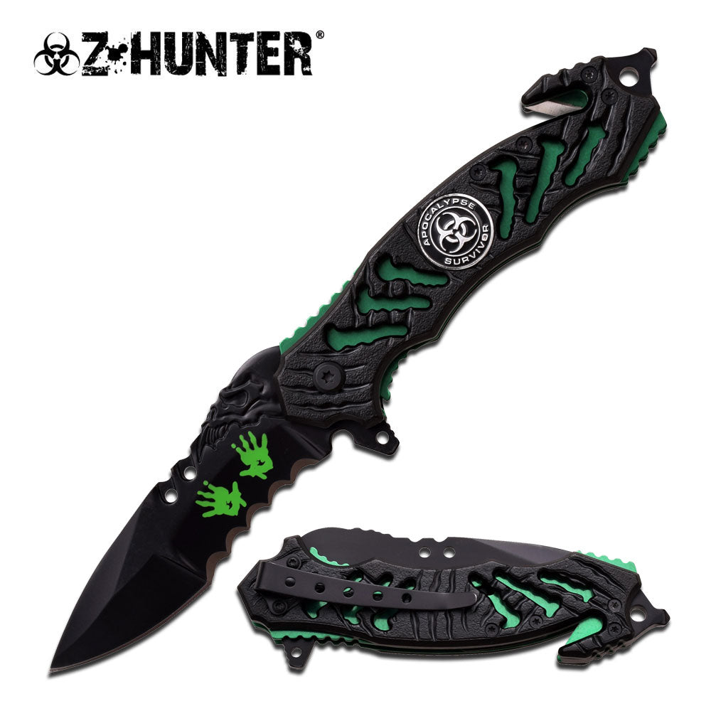Zombie Bio Hazard Apocalypse Survivor Rescue Knife - Green