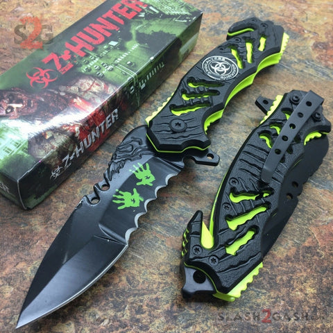 Neon Green Zombie Bio Hazard Apocalypse Survivor Rescue Knife ZB-160ZG