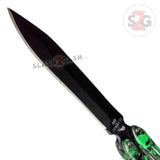 Zombie Stalker Butterfly Knife Dagger Green Skull Camo Balisong