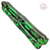Zombie Stalker Butterfly Knife Dagger Green Skull Camo Balisong