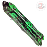 Zombie Stalker Butterfly Knife Dagger Green Skull Camo Balisong