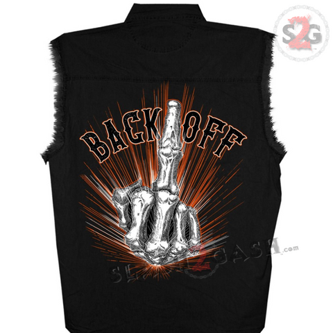 motorcycle denim back off skeleton bone finger BADD - Black