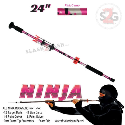 Ninja 24" Blowgun .40 cal w/ 20 Darts - Pink Camo - Avenger Blowguns USA